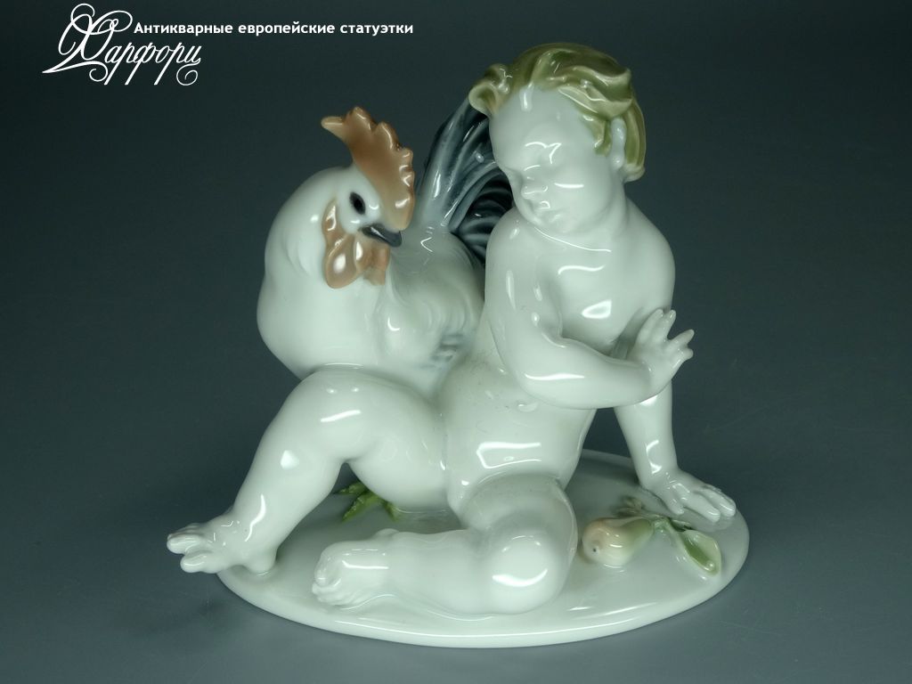 Купить фарфоровые статуэтки Rosenthal, Путти с петухом, Германия